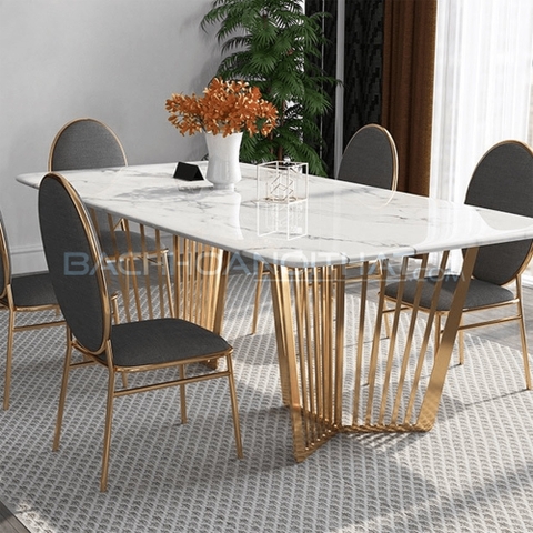 BÀN ĂN MẶT ĐÁ CHÂN INOX CAO CẤP - BAMD41