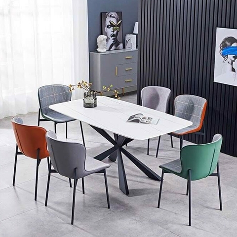 BÀN ĂN MẶT ĐÁ CHÂN SẮT CHÉO - BAMD35