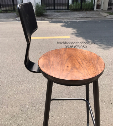 GHẾ BAR CAFE MẶT GỖ LƯNG SẮT - BAR15