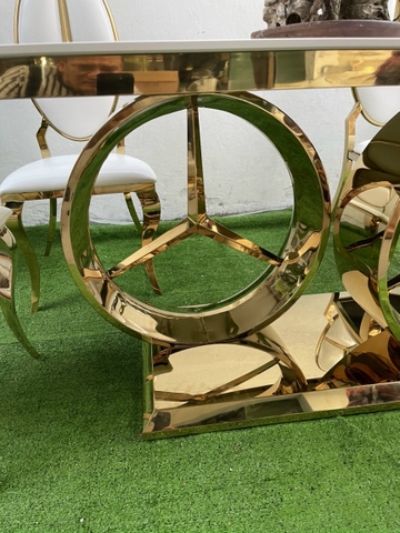 BÀN ĂN MECERDES MẶT ĐÁ CHÂN INOX MẠ VÀNG - BC03