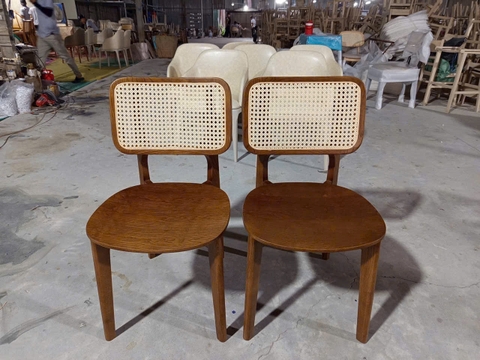 GHẾ CAFE GỖ BỌC NỆM TỰA MÂY - GAG83