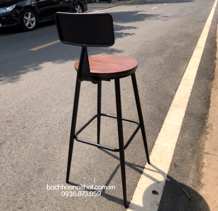 GHẾ BAR CAFE MẶT GỖ LƯNG SẮT - BAR15