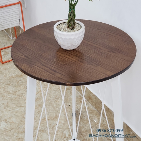 BÀN CAFE CHÂN LƯỚI 3 CẠNH MẶT GỖ - BCF22