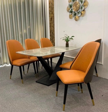 BÀN ĂN MẶT ĐÁ CHÂN CHỮ X - BAMD39