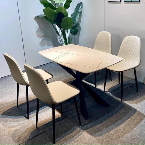 BÀN ĂN MẶT ĐÁ CHÂN SẮT CHÉO - BAMD35