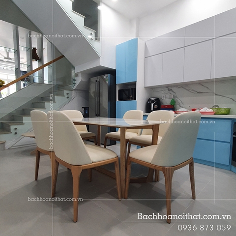 BÀN ĂN CONCORDE MẶT ĐÁ CHÂN GỖ - BAMD90