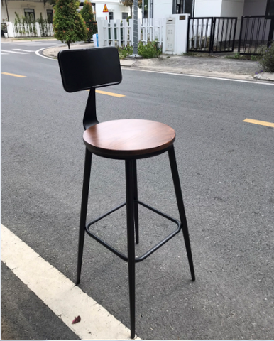GHẾ BAR CAFE MẶT GỖ LƯNG SẮT - BAR15
