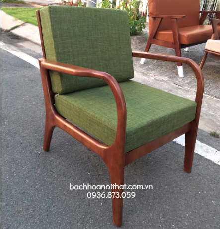 GHẾ SOFA TAY CONG ĐƠN GỖ CAO SU - SFG18