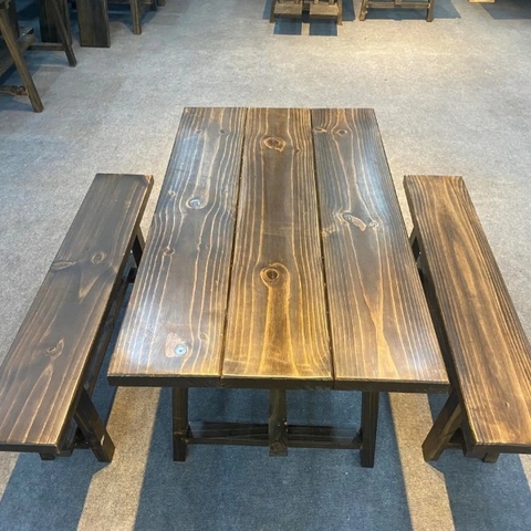 BỘ BÀN GHẾ ĂN GỖ THÔNG CHÂN SẮT