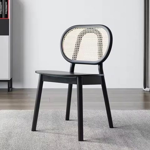 Ghế Đan Mây Lưng Tròn Mặt Ván - GDM25