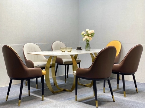 BÀN ĂN MẶT ĐÁ CHÂN SẮT LA - BAMD36