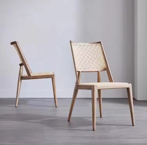 Ghế Gỗ Lưng Đan Mây Japandi GDM26