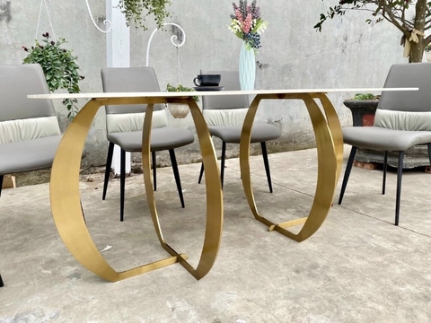 BÀN ĂN MẶT ĐÁ CHÂN SẮT LA - BAMD36