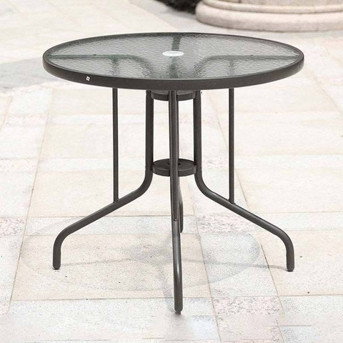 Bàn Tròn Sân Vườn Mặt Kính Chân Sắt - BV26
