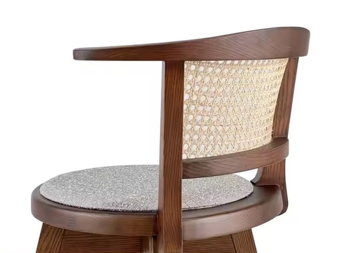 Ghế Cafe Gỗ Vintage Đan Mây Nhựa - GDM21
