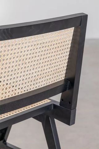 Ghế Kangaroo Đan Mây Gỗ Sồi Sơn Đen GDM17