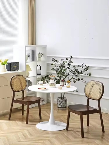 Ghế Đan Mây Lưng Tròn Mặt Ván - GDM25