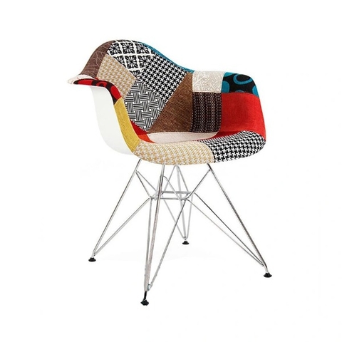 GHẾ EAMES THỔ CẨM CÓ TAY CHÂN XI MẠ