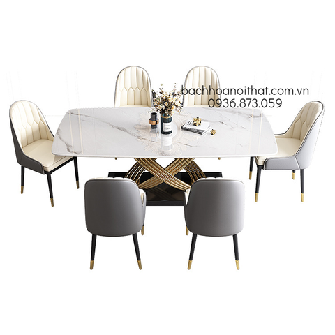 BÀN ĂN MẶT ĐÁ CHÂN INOX NHẬP KHẨU - BAMD119