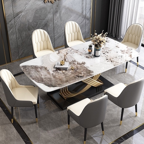 BÀN ĂN MẶT ĐÁ CHÂN INOX NHẬP KHẨU - BAMD119