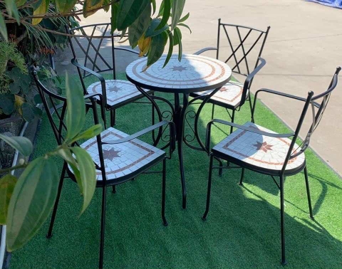 Bàn Ghế Sắt Ngoài Trời Mosaic - ND1