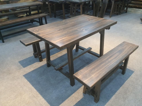 BỘ BÀN GHẾ ĂN GỖ THÔNG CHÂN GỖ