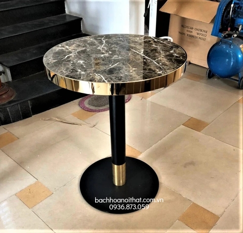 BÀN CAFE MẶT MICA VIỀN INOX - BCF59