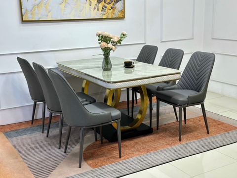 Bộ Bàn Ăn Double Q 6 Ghế Spine-BBA57