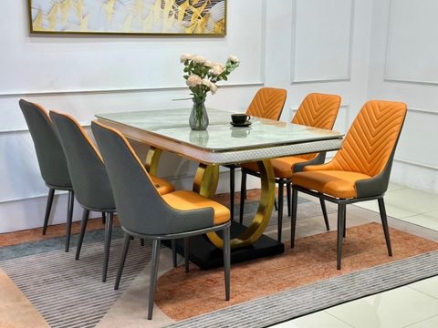 Bộ Bàn Ăn Double Q 6 Ghế Spine-BBA57