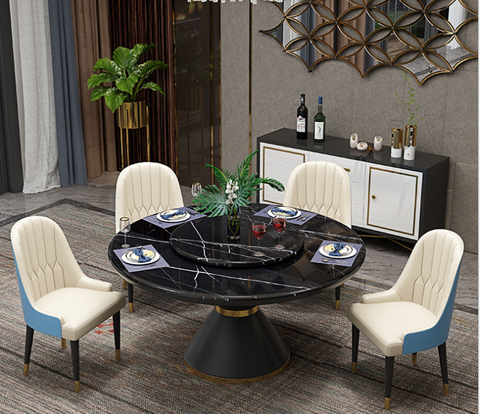 Bàn Ăn Tròn Mặt Đá Xoay - BC08
