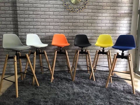 GHẾ BAR XOAY MẶT NỆM CHÂN GỖ - BAR6