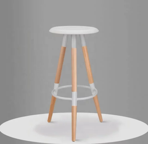 GHẾ BAR CAFE MẶT NHỰA CHÂN CHỤM GỖ - BAR8