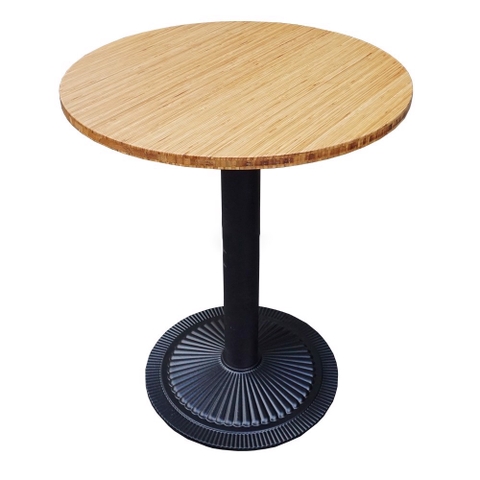 BÀN CAFE CHÂN GANG TRỤ TRÒN MẶT GỖ - BCF07