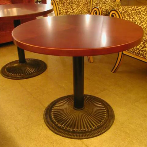 BÀN CAFE CHÂN GANG TRỤ TRÒN MẶT GỖ - BCF07