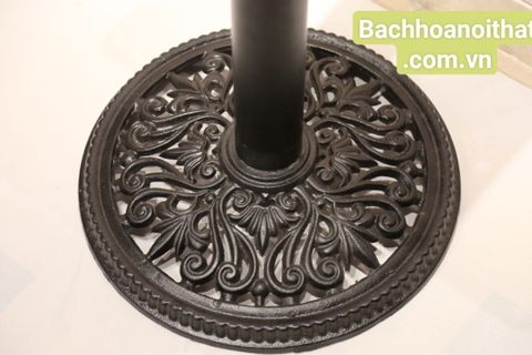 BÀN CAFE CHÂN GANG TRỤ TRÒN MẶT GỖ - BCF08