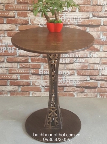 BÀN CAFE CHÂN THÁP MẶT GỖ CAO SU - BCF09