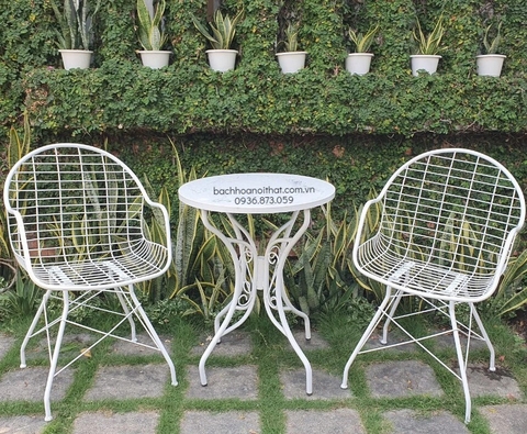 BỘ BÀN GHẾ CAFE 2 GHẾ SẮT - CF07