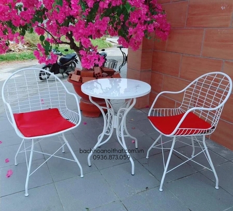 BỘ BÀN GHẾ CAFE 2 GHẾ SẮT - CF07