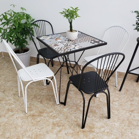 BỘ BÀN GHẾ CAFE 4 GHẾ SẮT GIÁ RẺ - CF13