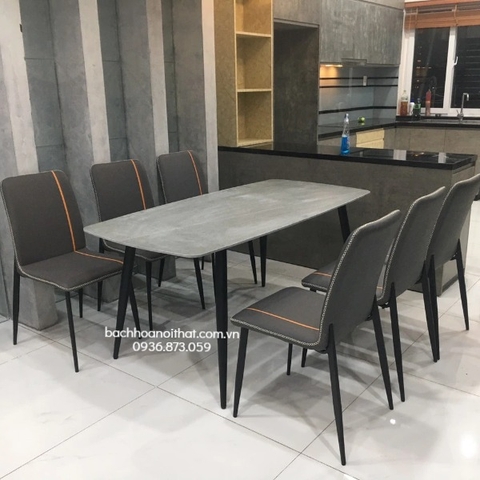 BỘ BÀN ĂN CHÂN CÔN 6 GHẾ NELSON - BBA16