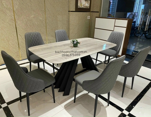 BÀN ĂN HIỆN ĐẠI MẶT ĐÁ CHÂN SẮT