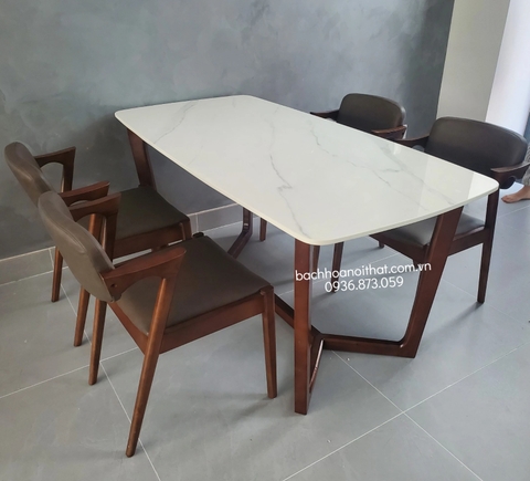 BỘ BÀN ĂN MẶT ĐÁ 4 GHẾ GỖ KAI - BBA32