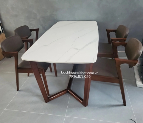 BỘ BÀN ĂN MẶT ĐÁ 4 GHẾ GỖ KAI - BBA32