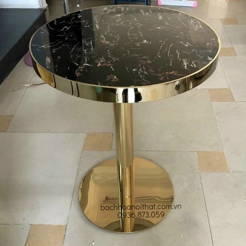 BÀN CAFE MẶT THỦY TINH CHÂN INOX MẠ VÀNG - BCF21