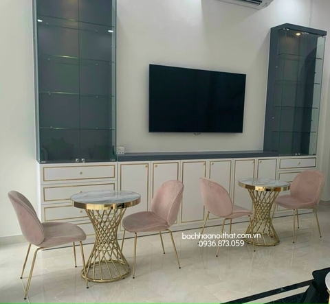 BÀN CAFE CHÂN INOX XOẮN ỐC - BCF29