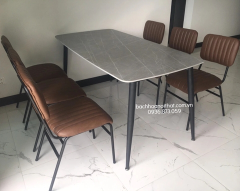 BỘ BÀN ĂN CHÂN CÔN 6 GHẾ NELSON - BBA16