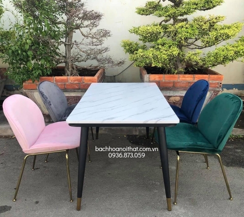 BỘ BÀN ĂN MẶT ĐÁ CHÂN CÔN 4 GHẾ - BBA12