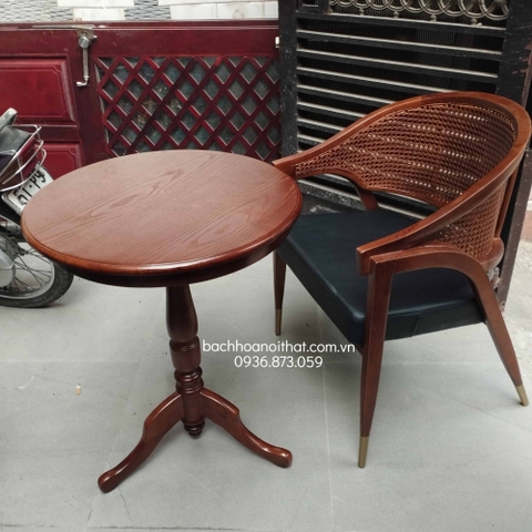 BÀN CAFE TRÒN CỔ ĐIỂN GỖ TỰ NHIÊN - BCF49
