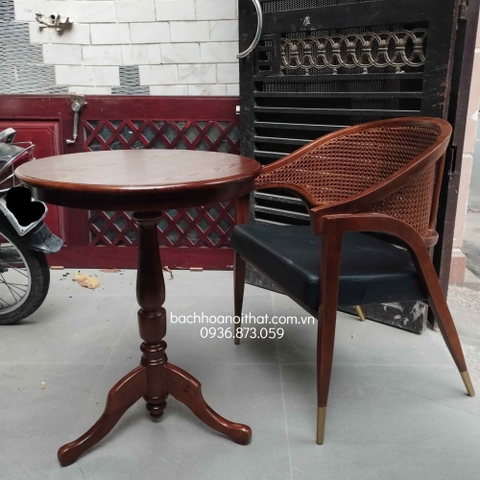 BÀN CAFE TRÒN CỔ ĐIỂN GỖ TỰ NHIÊN - BCF49