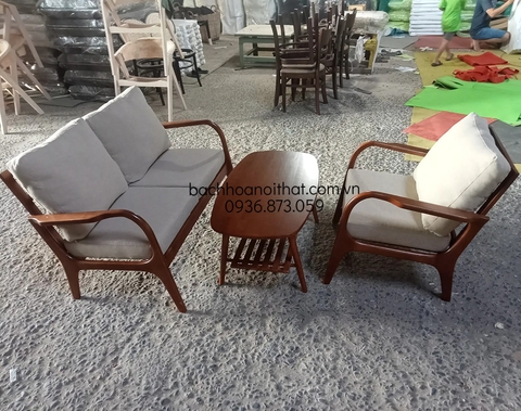 GHẾ SOFA TAY CONG ĐÔI GỖ CAO SU - SFG24
